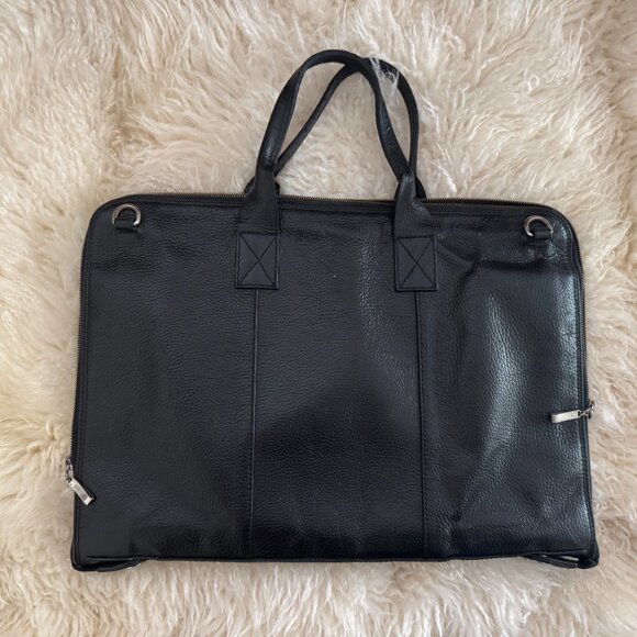 GIANNI ALTIERI FULL GRAIN ITALIAN LEATHER FERRARI BRIEFCASE, BLACK, 17"X12"X1" - Picture 6 of 8